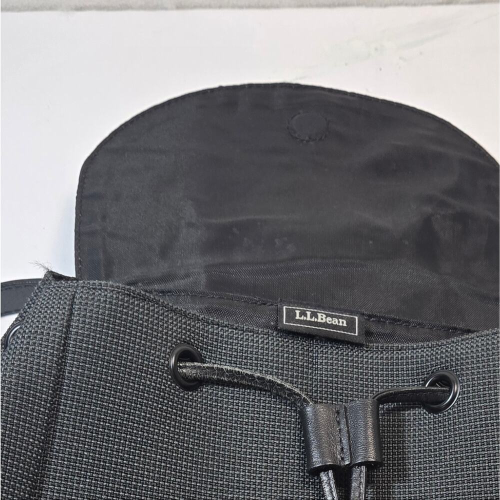 L L Bean Black & Gray Leather/Nylon  Backpack - Picture 3 of 3